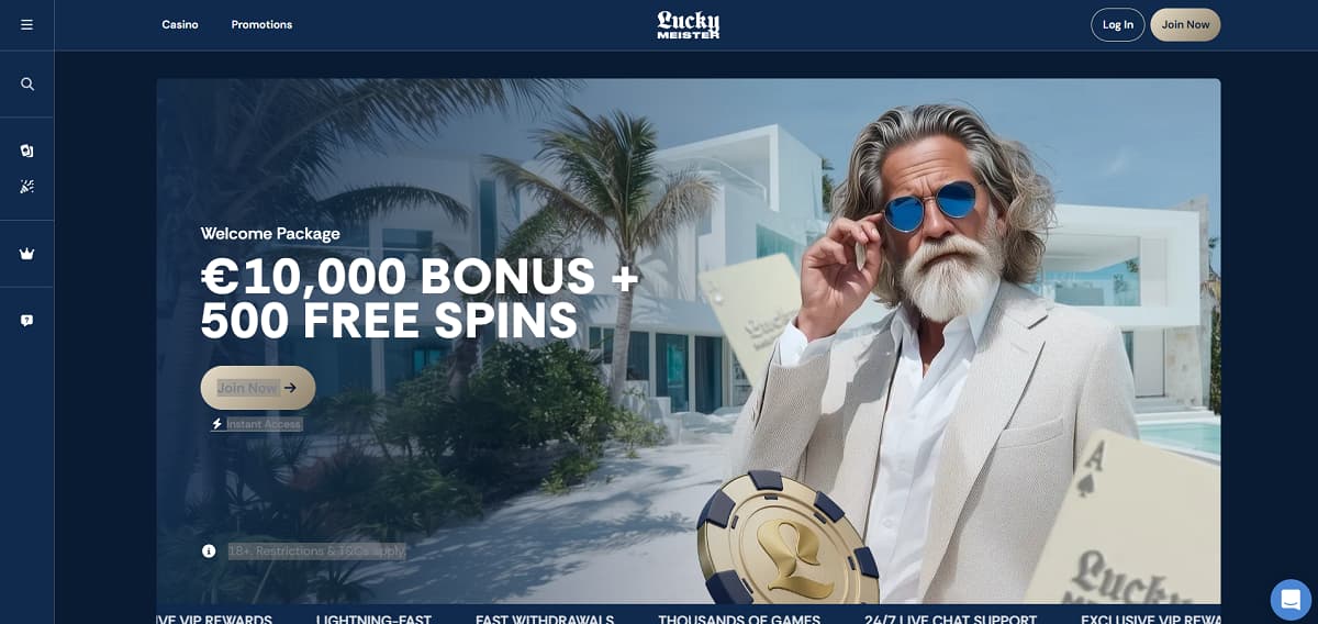 Wer nach einem Casino ohne Verifizierung Ausschau hält, profitiert bei LuckyMeister von einer komplett deutschsprachigen Navigation, die einen schnellen Einstieg auf verifizierungsärmeren Seiten ermöglicht. Zudem zieht der Anbieter mit einem gigantischen Bonuspaket von bis zu 10.000 € und 500 Freispielen alle Register.